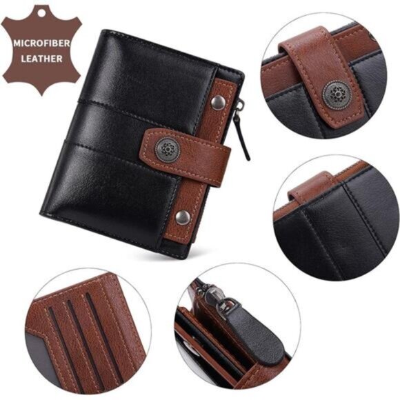 Womens Wallet Small, Card Holder Black Brown - Picture 7 of 7